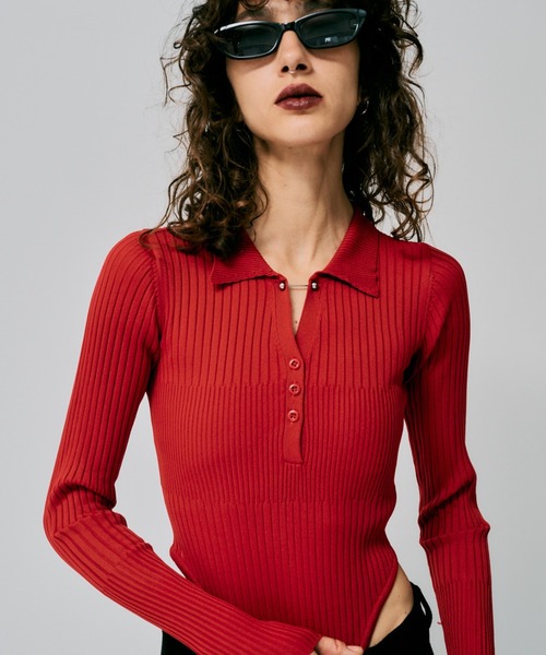 led.tokyo（レッドトウキョウ）の「【led.tokyo】リブニットボディスーツ（ニット/セーター・レディース・レッド/ブラック・FREE）」の14枚目の写真