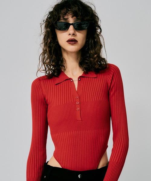 led.tokyo（レッドトウキョウ）の「【led.tokyo】リブニットボディスーツ（ニット/セーター・レディース・レッド/ブラック・FREE）」の15枚目の写真