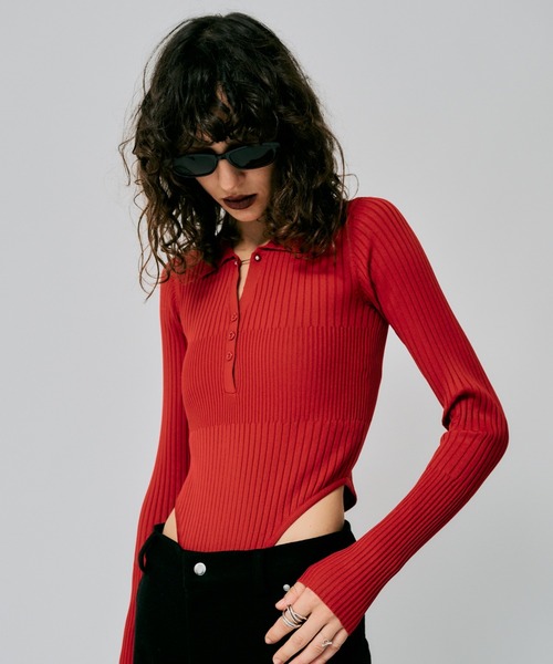 led.tokyo（レッドトウキョウ）の「【led.tokyo】リブニットボディスーツ（ニット/セーター・レディース・レッド/ブラック・FREE）」の16枚目の写真