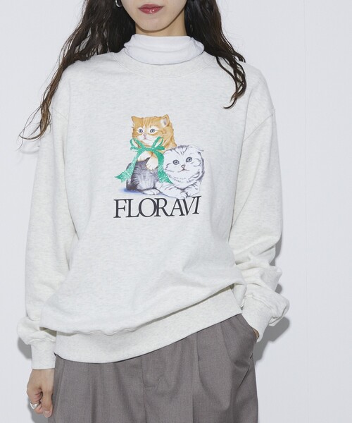 Firsthand(ファーストハンド)の「Firsthand/ファーストハンド オーガニックコットン アニマルラメプリントスウェット CAT(スウェット・レディース・オートミール/チャコールグレー/ネイビー・FREE)」の1枚目の写真