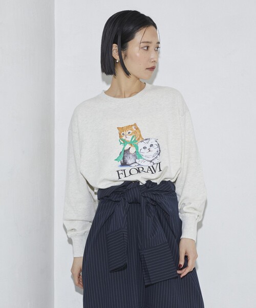 Firsthand(ファーストハンド)の「Firsthand/ファーストハンド オーガニックコットン アニマルラメプリントスウェット CAT(スウェット・レディース・オートミール/チャコールグレー/ネイビー・FREE)」の10枚目の写真