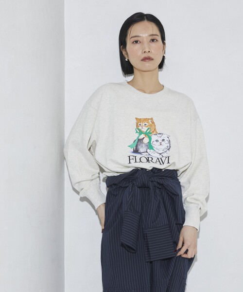 Firsthand(ファーストハンド)の「Firsthand/ファーストハンド オーガニックコットン アニマルラメプリントスウェット CAT(スウェット・レディース・オートミール/チャコールグレー/ネイビー・FREE)」の18枚目の写真