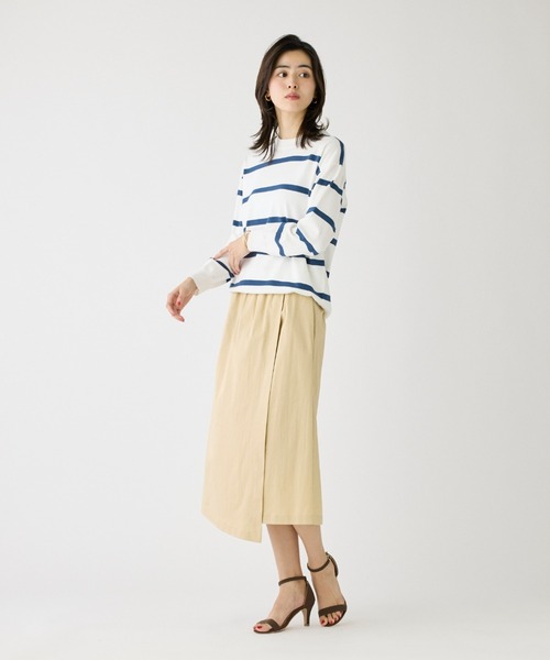 I.T.'S international（イッツインターナショナル）の「ボーダーニットプルオーバー（ニット/セーター・レディース・ネイビー/ミント/グレイッシュブルー・フリー）」の14枚目の写真