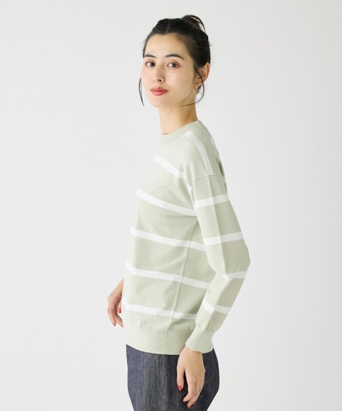 I.T.'S international（イッツインターナショナル）の「ボーダーニットプルオーバー（ニット/セーター・レディース・ネイビー/ミント/グレイッシュブルー・フリー）」の15枚目の写真