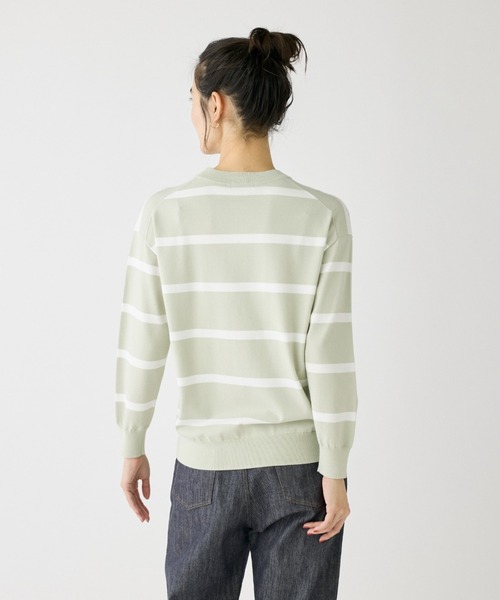 I.T.'S international（イッツインターナショナル）の「ボーダーニットプルオーバー（ニット/セーター・レディース・ネイビー/ミント/グレイッシュブルー・フリー）」の16枚目の写真