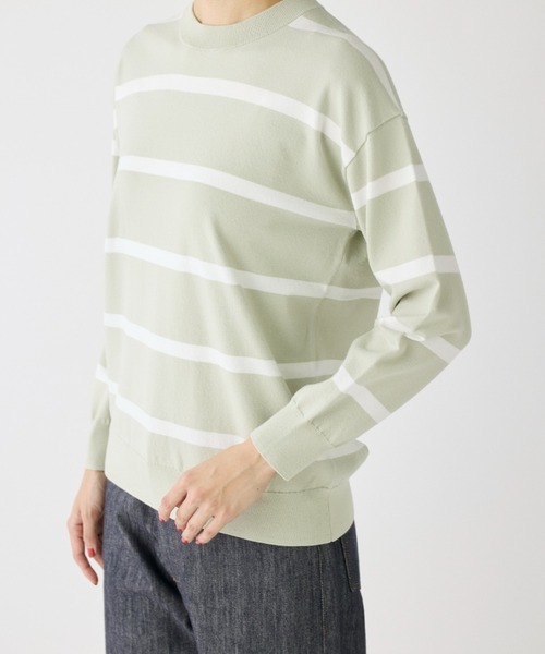 I.T.'S international（イッツインターナショナル）の「ボーダーニットプルオーバー（ニット/セーター・レディース・ネイビー/ミント/グレイッシュブルー・フリー）」の18枚目の写真