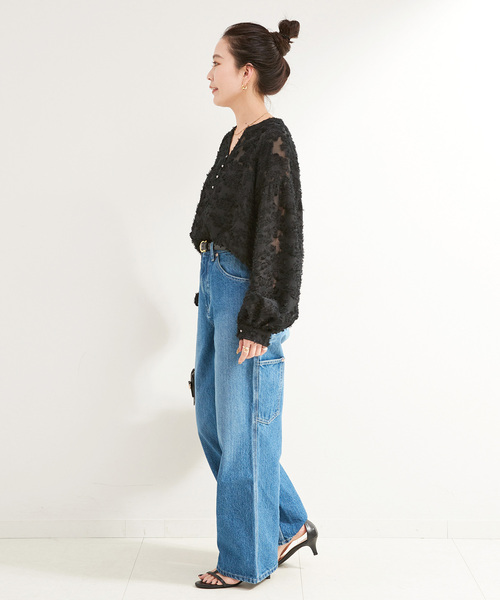 B.C STOCK(ベーセーストック)の「《追加4》パフスリーブジャガードブラウス(シャツ/ブラウス・レディース・ブラック/アイボリー・FREE)」の17枚目の写真