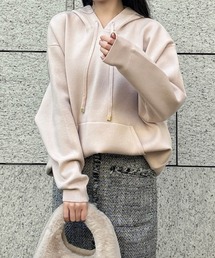 新品タグ付き anuans オーバーニットフーディPINK BEIGE anuans アニュアンス - レディース ニット・セーター