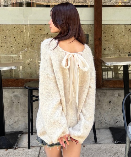 FOREVER 21（フォーエバー トゥエンティーワン）の「【2025SS】バックリボンチュニックニットワンピース（チュニック・レディース・ナチュラル/グレー・FREE）」の2枚目の写真