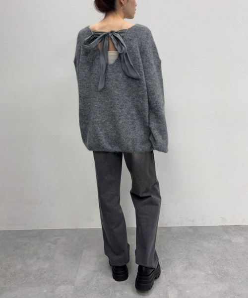 FOREVER 21（フォーエバー トゥエンティーワン）の「【2025SS】バックリボンチュニックニットワンピース（チュニック・レディース・ナチュラル/グレー・FREE）」の12枚目の写真