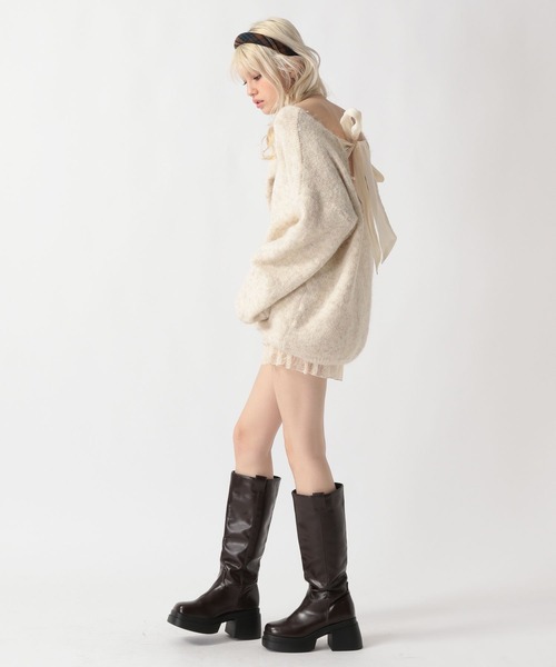 FOREVER 21（フォーエバー トゥエンティーワン）の「【2025SS】バックリボンチュニックニットワンピース（チュニック・レディース・ナチュラル/グレー・FREE）」の22枚目の写真