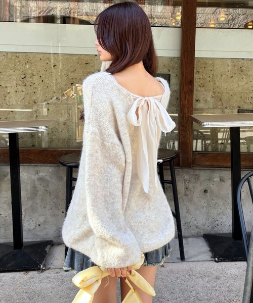 FOREVER 21（フォーエバー トゥエンティーワン）の「【2025SS】バックリボンチュニックニットワンピース（チュニック・レディース・ナチュラル/グレー・FREE）」の14枚目の写真