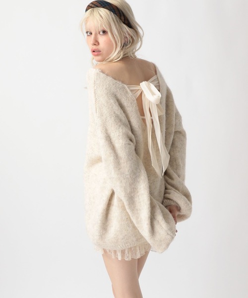 FOREVER 21（フォーエバー トゥエンティーワン）の「【2025SS】バックリボンチュニックニットワンピース（チュニック・レディース・ナチュラル/グレー・FREE）」の19枚目の写真