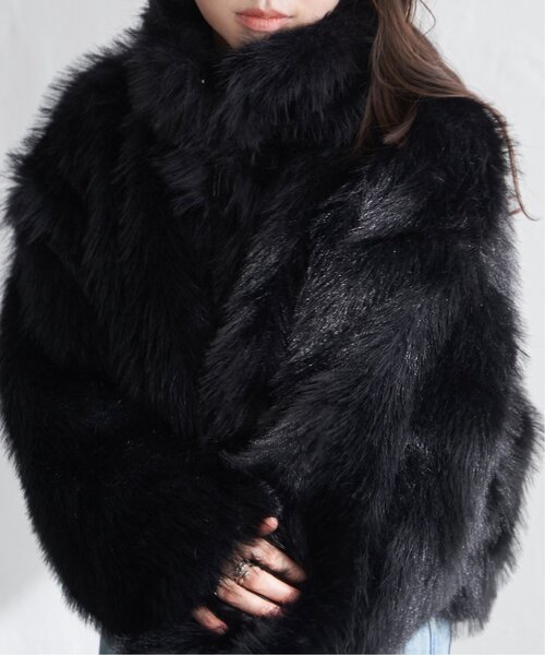 VENCEEXCHANGE（ヴァンスエクスチェンジ）の「フェイクファーショート丈ダブルジップブルゾン（ブルゾン・レディース・その他1/ブラウン/グレー/その他2/ブラック/ブラウン系/ベージュ・FREE）」の2枚目の写真