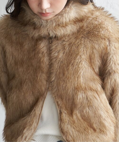 セール】フェイクファーショート丈ダブルジップブルゾン（ブルゾン