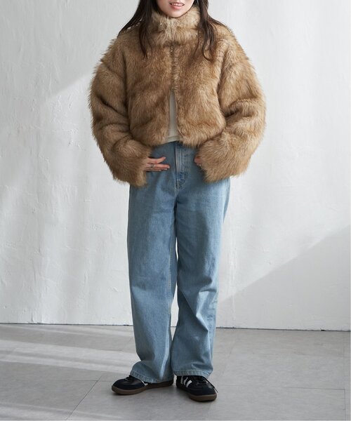 セール】フェイクファーショート丈ダブルジップブルゾン（ブルゾン