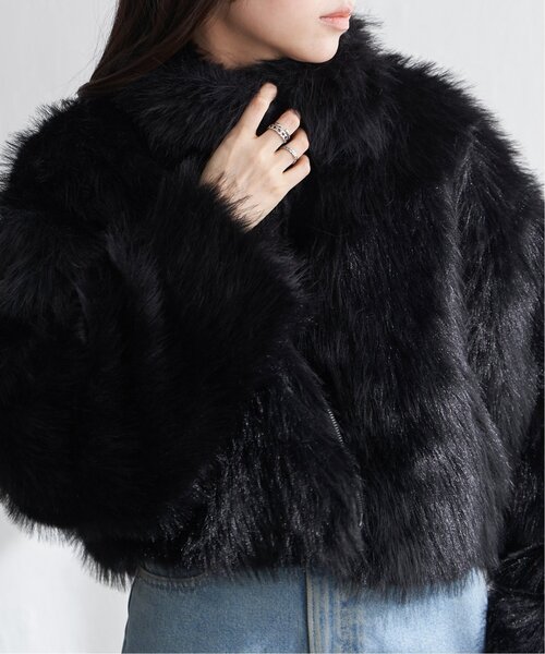 セール】フェイクファーショート丈ダブルジップブルゾン（ブルゾン