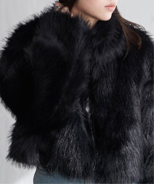 セール】フェイクファーショート丈ダブルジップブルゾン（ブルゾン