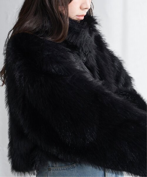 VENCEEXCHANGE（ヴァンスエクスチェンジ）の「フェイクファーショート丈ダブルジップブルゾン（ブルゾン・レディース・その他1/ブラウン/グレー/その他2/ブラック/ブラウン系/ベージュ・FREE）」の11枚目の写真