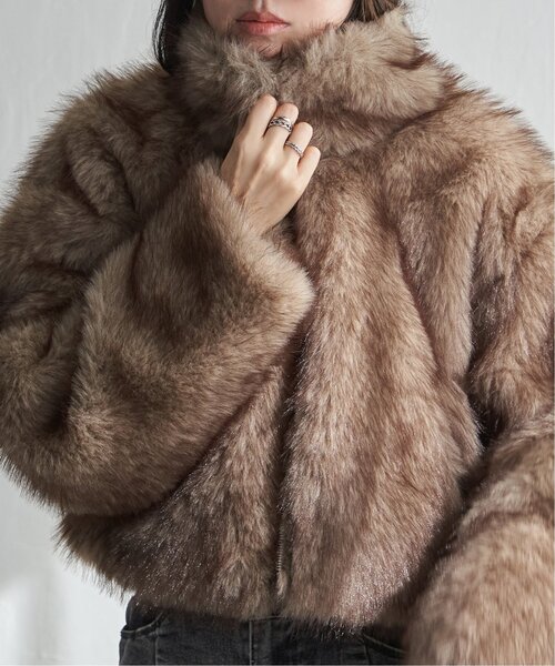 VENCEEXCHANGE（ヴァンスエクスチェンジ）の「フェイクファーショート丈ダブルジップブルゾン（ブルゾン・レディース・その他1/ブラウン/グレー/その他2/ブラック/ブラウン系/ベージュ・FREE）」の8枚目の写真