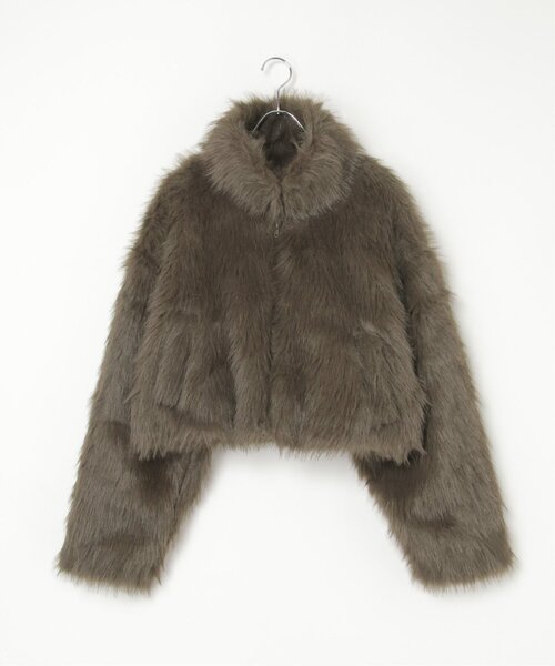 VENCEEXCHANGE（ヴァンスエクスチェンジ）の「フェイクファーショート丈ダブルジップブルゾン（ブルゾン・レディース・その他1/ブラウン/グレー/その他2/ブラック/ブラウン系/ベージュ・FREE）」の22枚目の写真