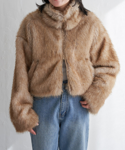 セール】フェイクファーショート丈ブルゾン（ブルゾン