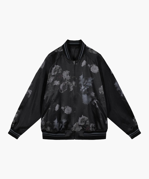 LAD MUSICIAN(ラッドミュージシャン)の「PAINT ROSE + CAT SOUVENIR JACKET(スカジャン・メンズ・ブラック×ベージュ/ブラック系その他・46/44/42)」の2枚目の写真