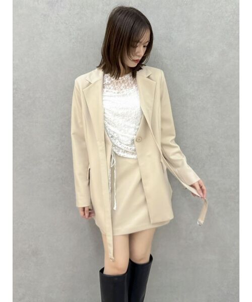 dazzlin(ダズリン)の「ギャザーリボンレーストップス(Tシャツ/カットソー・レディース・ブルー/オフホワイト/グリーン/パープル/ブラック・FREE)」の14枚目の写真