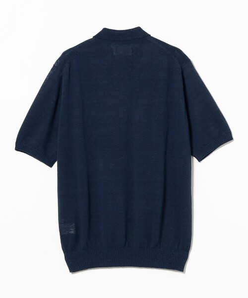 【極美品】BEAMSF 半袖 コットン ニット ポロシャツ 46 ネイビー 極美品】BEAMSF 半袖 コットン ニット ポロシャツ 46 ネイビー