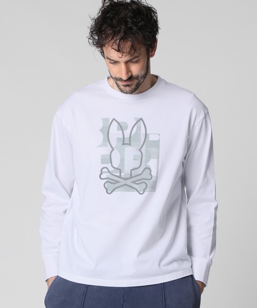 Psycho Bunny（サイコバニー）の「モザイクアウトラインバニー ロングスリーブTシャツ（Tシャツ/カットソー・メンズ・ホワイト/ブラック・SMALL/MEDIUM/LARGE/X-LARGE）」の2枚目の写真