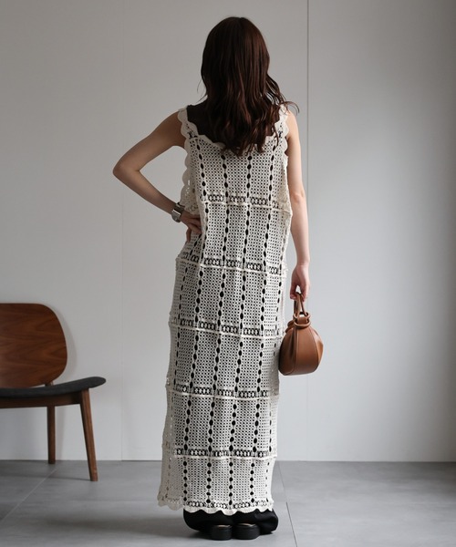 選べるクロシェ編みニットキャミワンピース / ロングベスト《動画あり