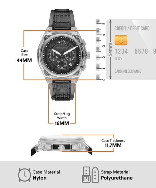 ARMANI EXCHANGE（アルマーニエクスチェンジ）の「アルマーニ・エクスチェンジ 腕時計 メンズ アナログ ポリウレタン AX4167（アナログ腕時計・メンズ・グレー・FREE）」の6枚目の写真