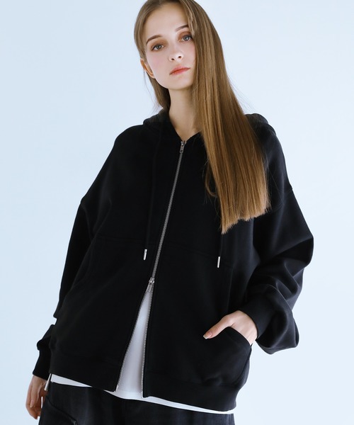 LILL（リル）の「【コットン400g】ヴィンテージ加工ワイドメタルジップパーカー（パーカー・メンズ・ブラック/チャコール・XL/L/M/S）」の18枚目の写真