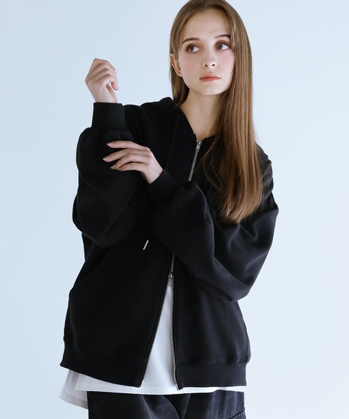 LILL（リル）の「【コットン400g】ヴィンテージ加工ワイドメタルジップパーカー（パーカー・メンズ・ブラック/チャコール・XL/L/M/S）」の19枚目の写真