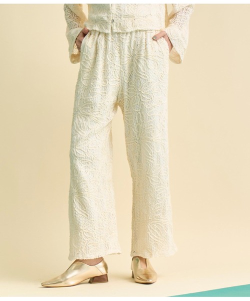 Settimissimo（セッティミッシモ）の「フラワーコード刺繍 ワイド ロング パンツ（その他パンツ・レディース・アイボリー/ブラウン・FREE）」の2枚目の写真