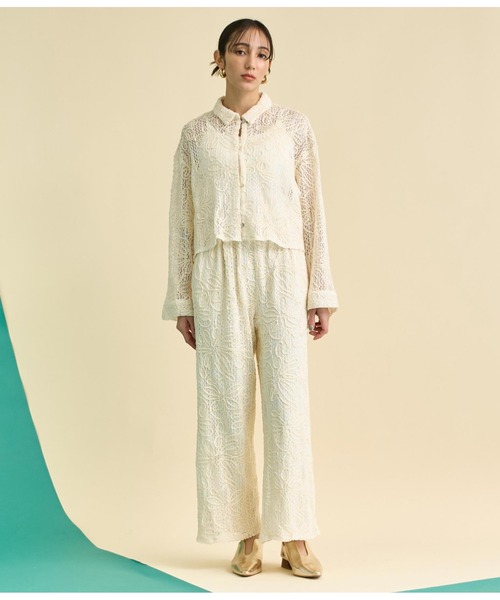 Settimissimo（セッティミッシモ）の「フラワーコード刺繍 ワイド ロング パンツ（その他パンツ・レディース・アイボリー/ブラウン・FREE）」の19枚目の写真