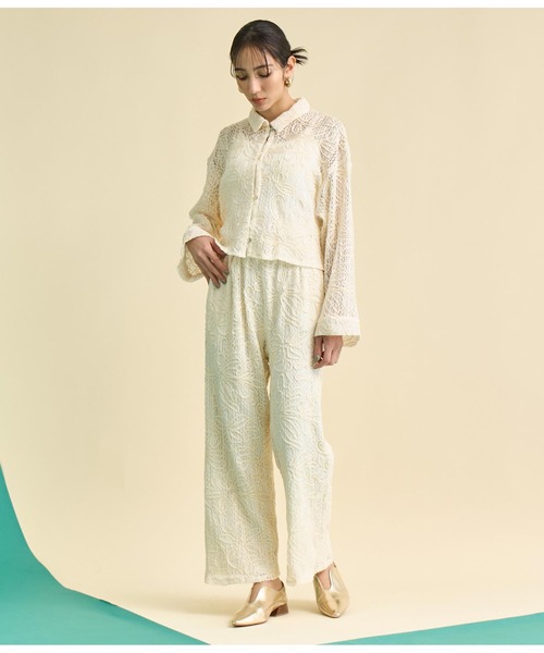 Settimissimo（セッティミッシモ）の「フラワーコード刺繍 ワイド ロング パンツ（その他パンツ・レディース・アイボリー/ブラウン・FREE）」の20枚目の写真