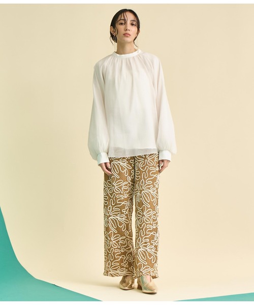 Settimissimo（セッティミッシモ）の「フラワーコード刺繍 ワイド ロング パンツ（その他パンツ・レディース・アイボリー/ブラウン・FREE）」の17枚目の写真