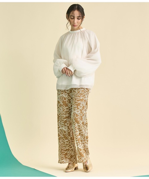 Settimissimo（セッティミッシモ）の「フラワーコード刺繍 ワイド ロング パンツ（その他パンツ・レディース・アイボリー/ブラウン・FREE）」の18枚目の写真