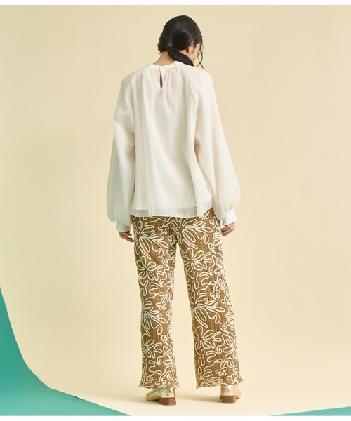 Settimissimo（セッティミッシモ）の「フラワーコード刺繍 ワイド ロング パンツ（その他パンツ・レディース・アイボリー/ブラウン・FREE）」の8枚目の写真