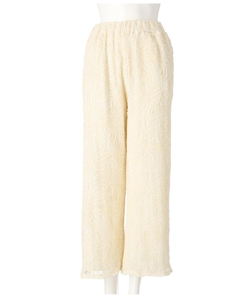Settimissimo（セッティミッシモ）の「フラワーコード刺繍 ワイド ロング パンツ（その他パンツ・レディース・アイボリー/ブラウン・FREE）」の3枚目の写真