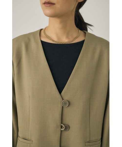 M_（エムアンダーバー）の「【M_】【セットアップ対応】RE POLYESTER 2WAY ジャケット（テーラードジャケット・レディース・ライトカーキ/ブラック/カーキ・1/2）」の9枚目の写真