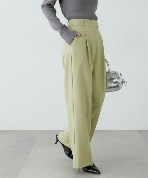 N.（N. Natural Beauty Basic）（エヌエヌナチュラルビューティーベーシック）の「スラックスワイドパンツ（スラックス・レディース・イエロー/ブラウン/グレー・SMALL/MEDIUM）」の3枚目の写真