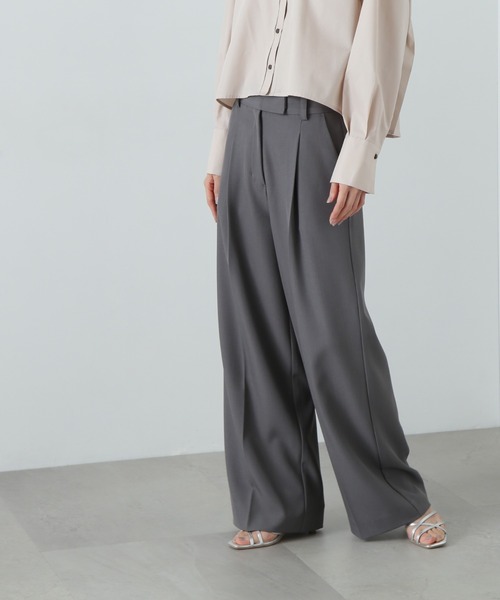 N.（N. Natural Beauty Basic）（エヌエヌナチュラルビューティーベーシック）の「スラックスワイドパンツ（スラックス・レディース・イエロー/ブラウン/グレー・SMALL/MEDIUM）」の4枚目の写真