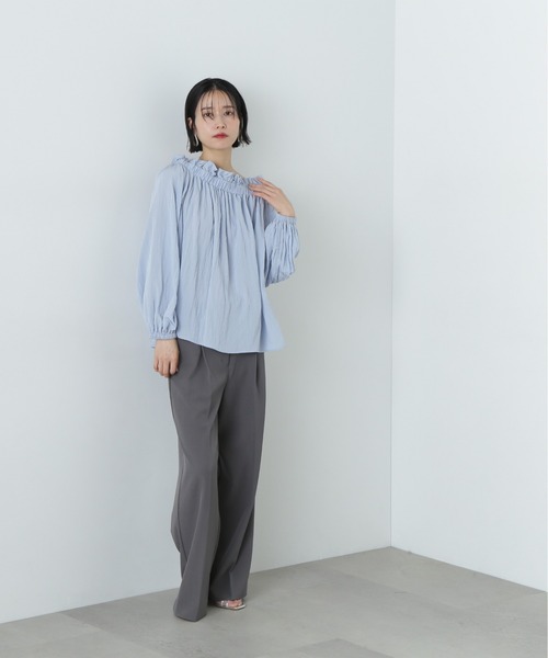 N.（N. Natural Beauty Basic）（エヌエヌナチュラルビューティーベーシック）の「スラックスワイドパンツ（スラックス・レディース・イエロー/ブラウン/グレー・SMALL/MEDIUM）」の12枚目の写真