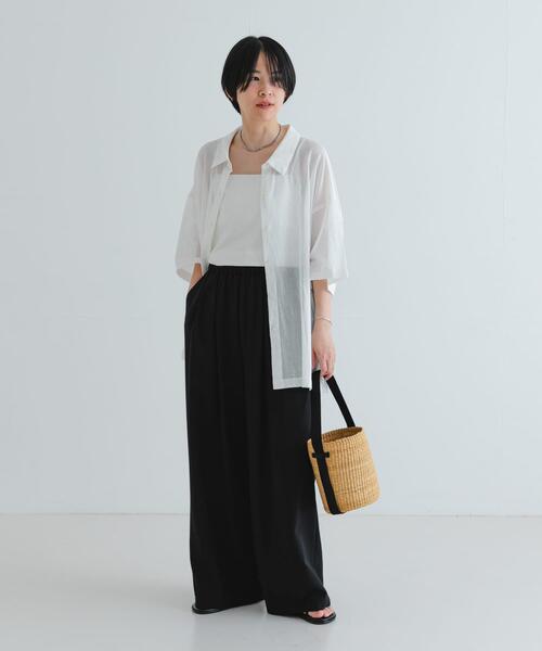 SUNSEA ブラック ストレートパンツサイズ1 FRAMeWORK（フレームワーク）の「トリアセエアリークロスストレート