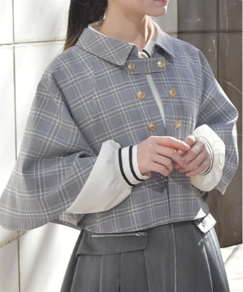 axes femme（アクシーズファム）の「ナポレオンケープジャケット（テーラードジャケット・レディース・グレー/ブラウン/ブラック/カーキ・FREE）」の9枚目の写真