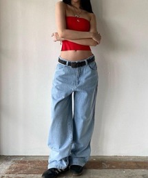 バック刺繍ワイドルーズデニム