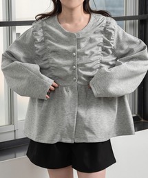 lawgy | front gather kurumi button flare tops / フロントギャザークルミボタンフレアトップス(Tシャツ/カットソー)