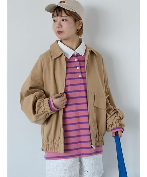 ehka sopo（エヘカソポ）の「ジップアップブルゾン（ブルゾン・レディース・カーキ/キナリ/ベージュ・F）」の4枚目の写真